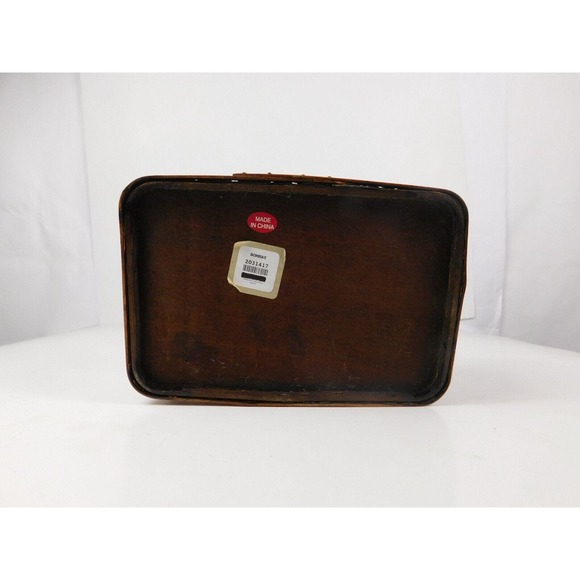 Vintage Bombay Set of 2 Nesting Wood Metal Woven Storage Boxes Hinged Lids Latch - Picture 7 of 16